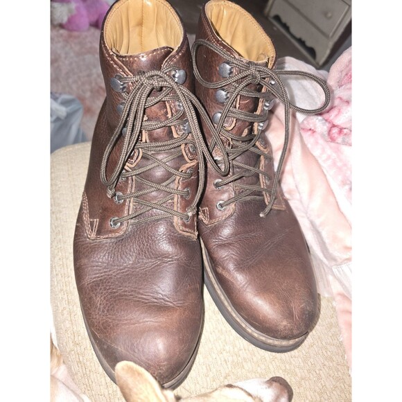 H.s TRASK Mens Ankle LACE UP Boots 10.5M Brown Leather H8501-200 HTF - Picture 2 of 7